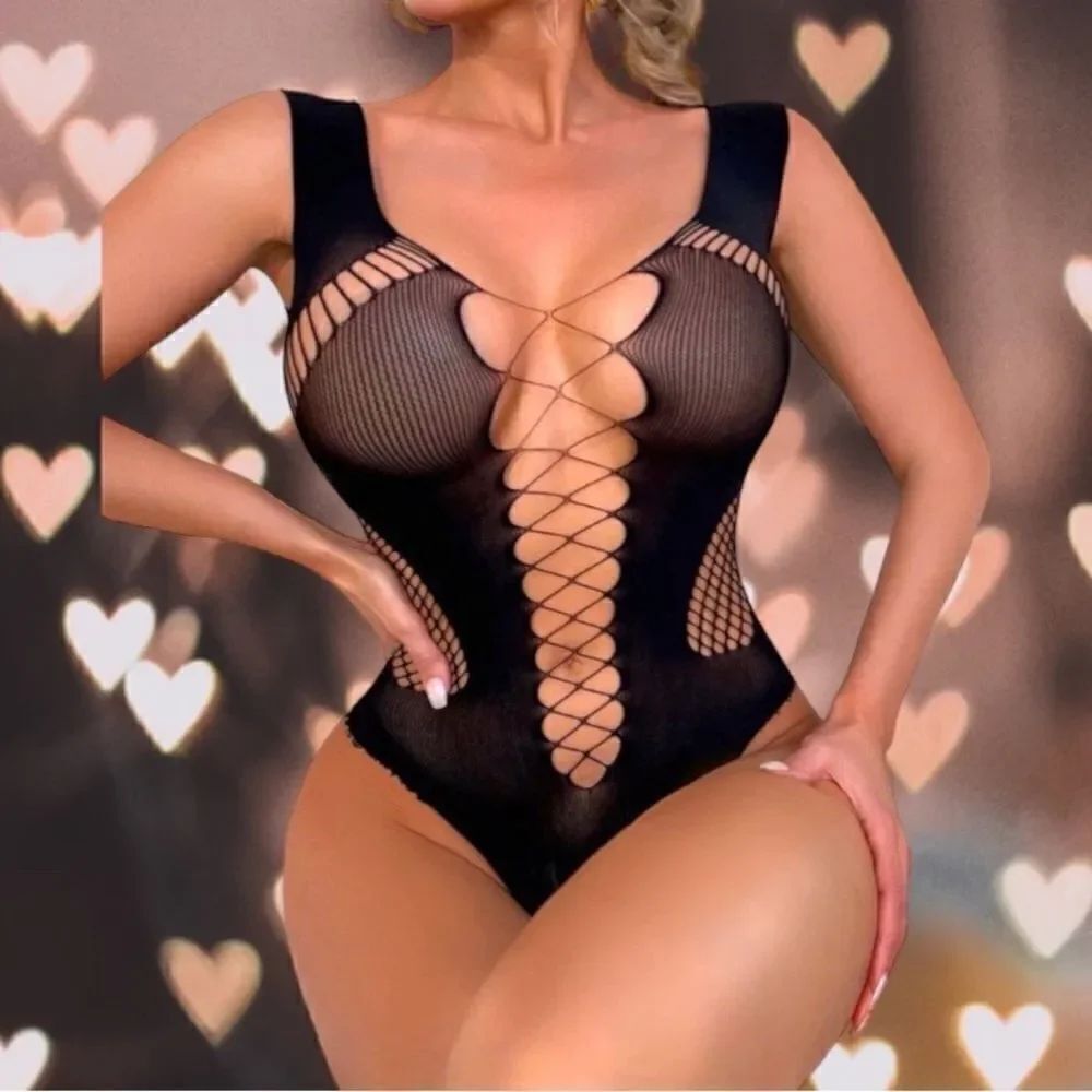 Black Mesh Body Suit l OS l High-stretch l New